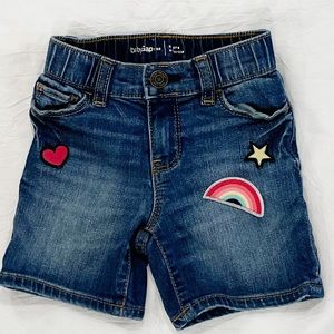 Gap Rainbow Heart Embroidered Patch Jean Shorts